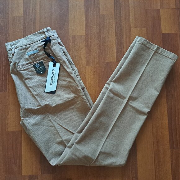 NEW Teleria Zed Men's Italian Cotton Brown Pants Size 33